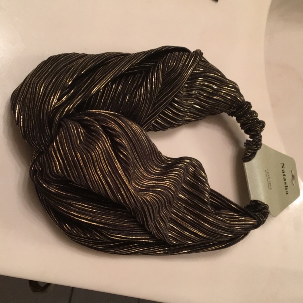 New Natasha Twist Gold & Black Headband buy 3 get1